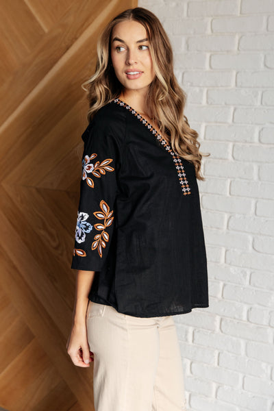 All In Me Embroidered V-Neck Blouse