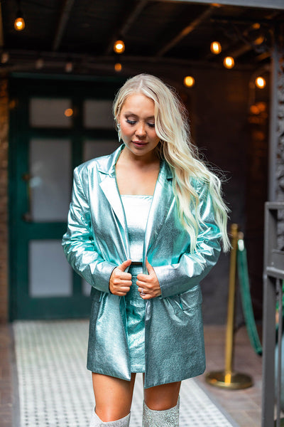 Avery Oversized Blazer - Aqua