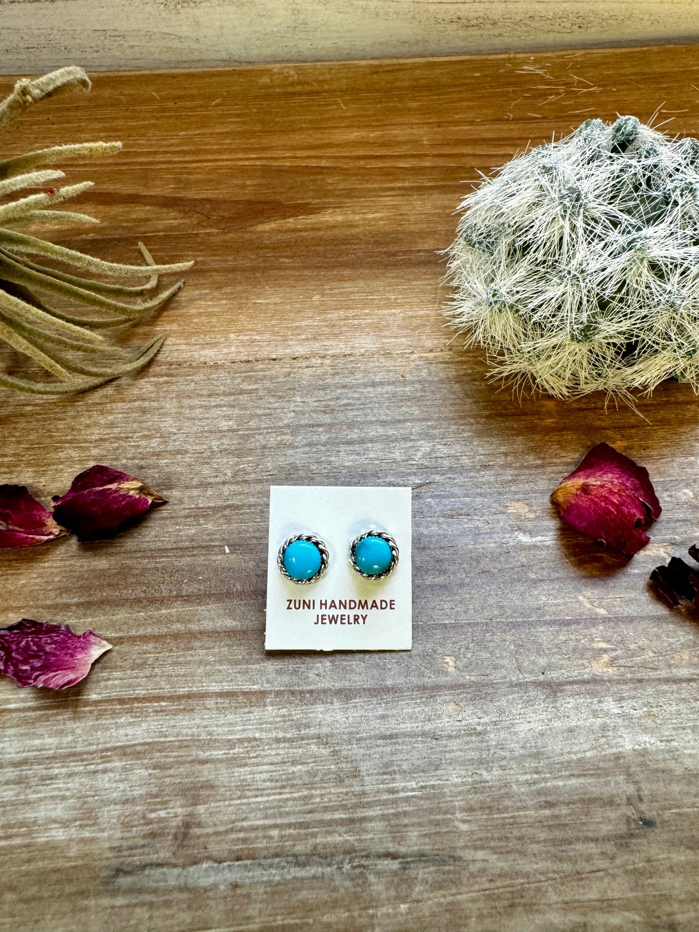 Stud round turquoise earrings