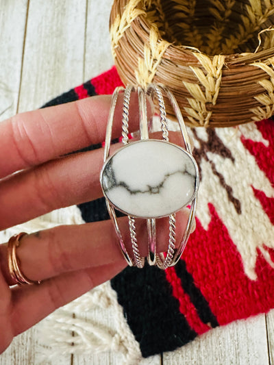 Handcrafted Howlite & Sterling Silver Cuff Bracelet
