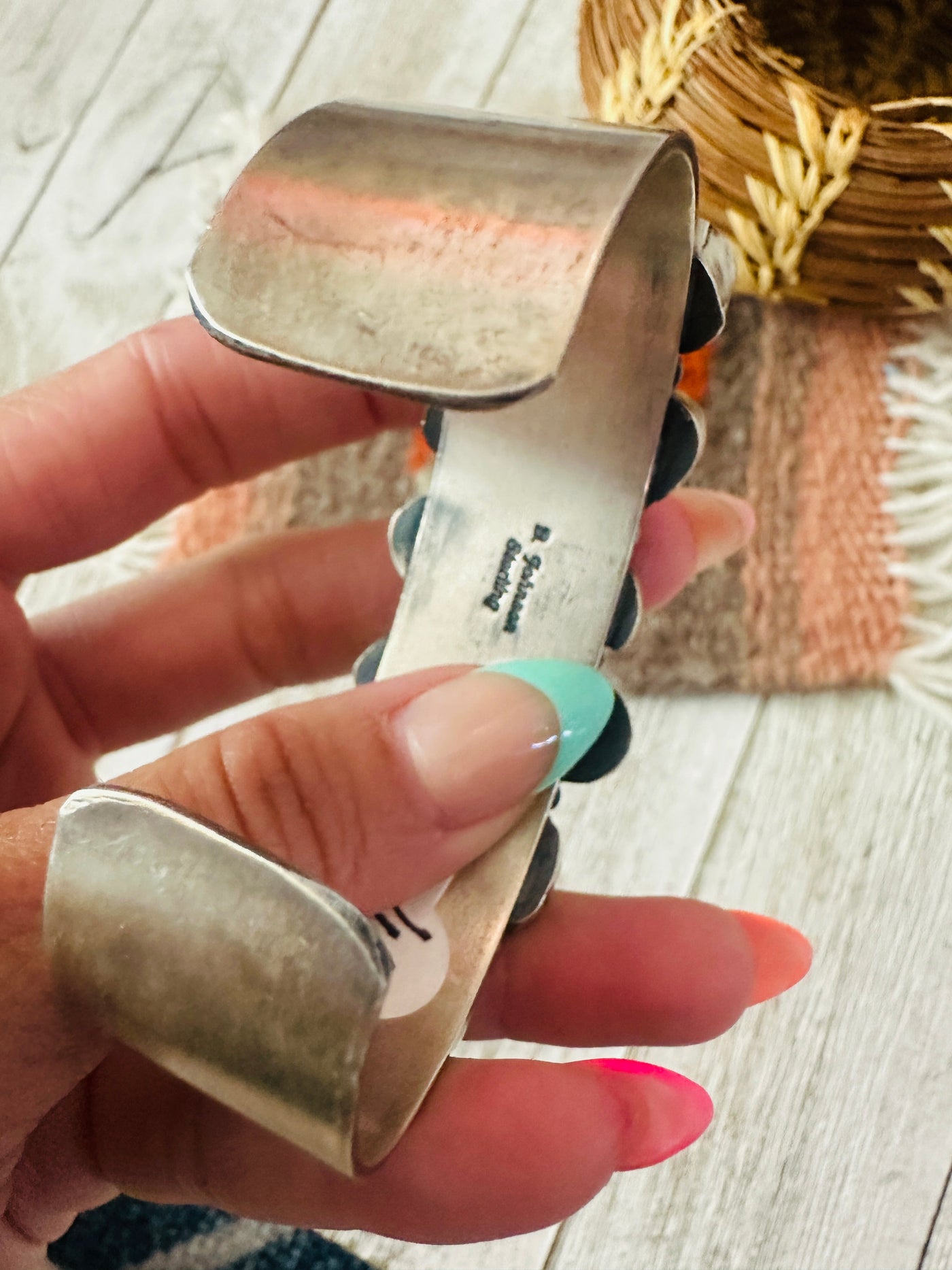 Handcrafted Turquoise & Sterling Silver Cuff Bracelet by Bobby Johnson /