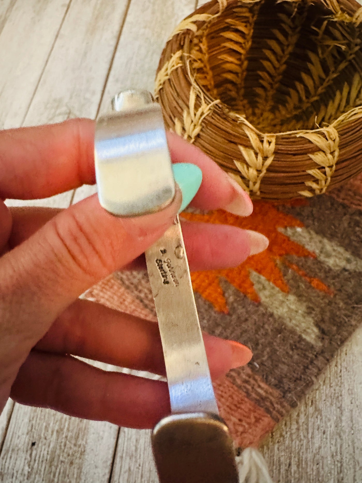 Handcrafted Sonoran Turquoise & Sterling Silver Cuff Bracelet by Bobby Johnson /