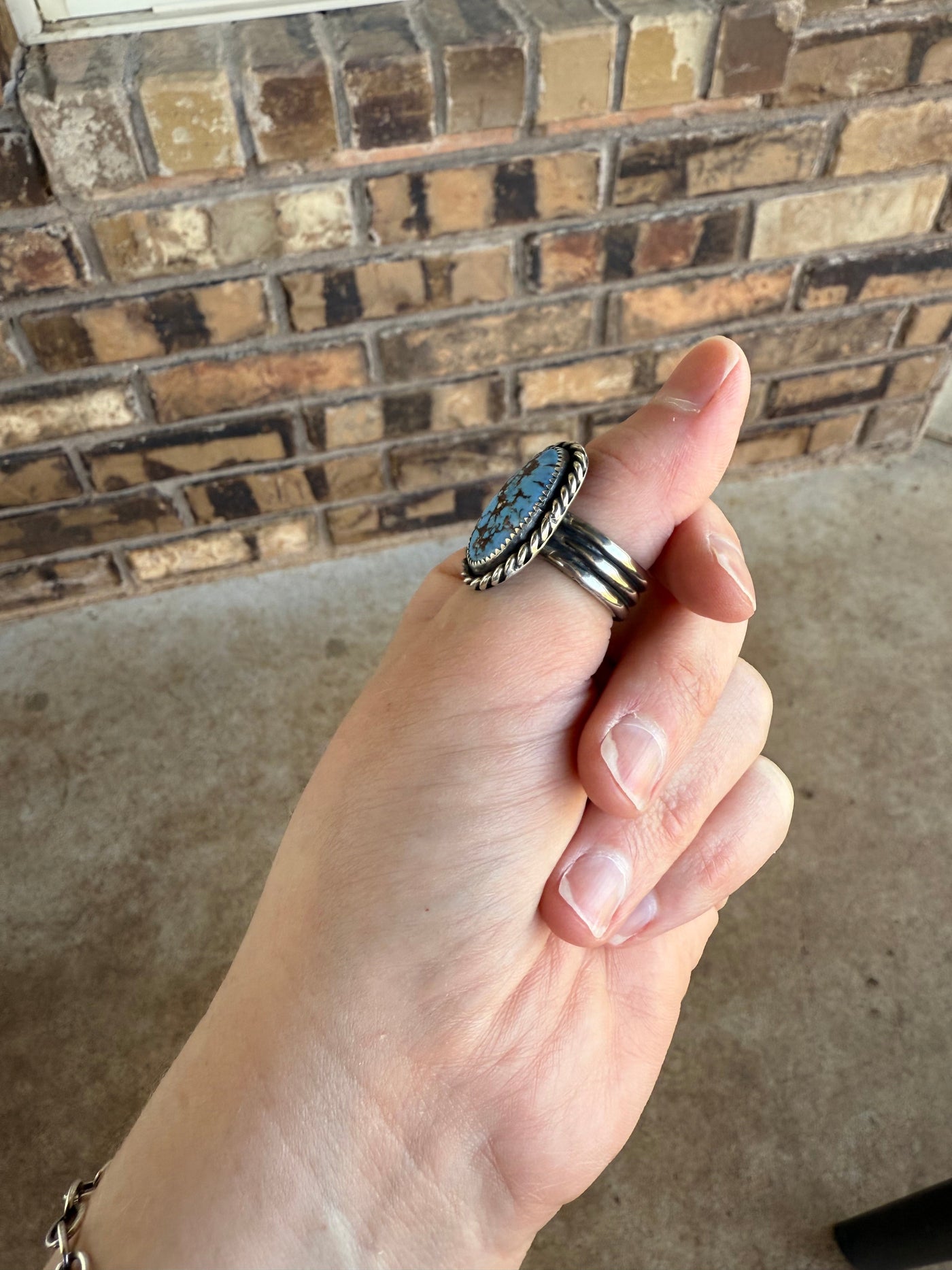 The Rio Grande Genuine Turquoise and Sterling Silver Ring, Size 6.5 | Boles Silver