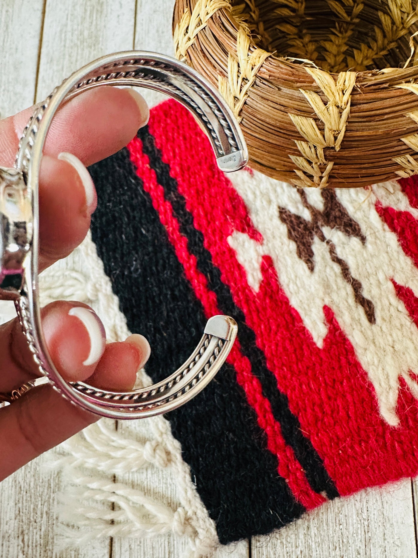 Handcrafted Howlite & Sterling Silver Cuff Bracelet