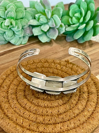 Handmade New Lander Turquoise & Sterling Silver Cuff Bracelet