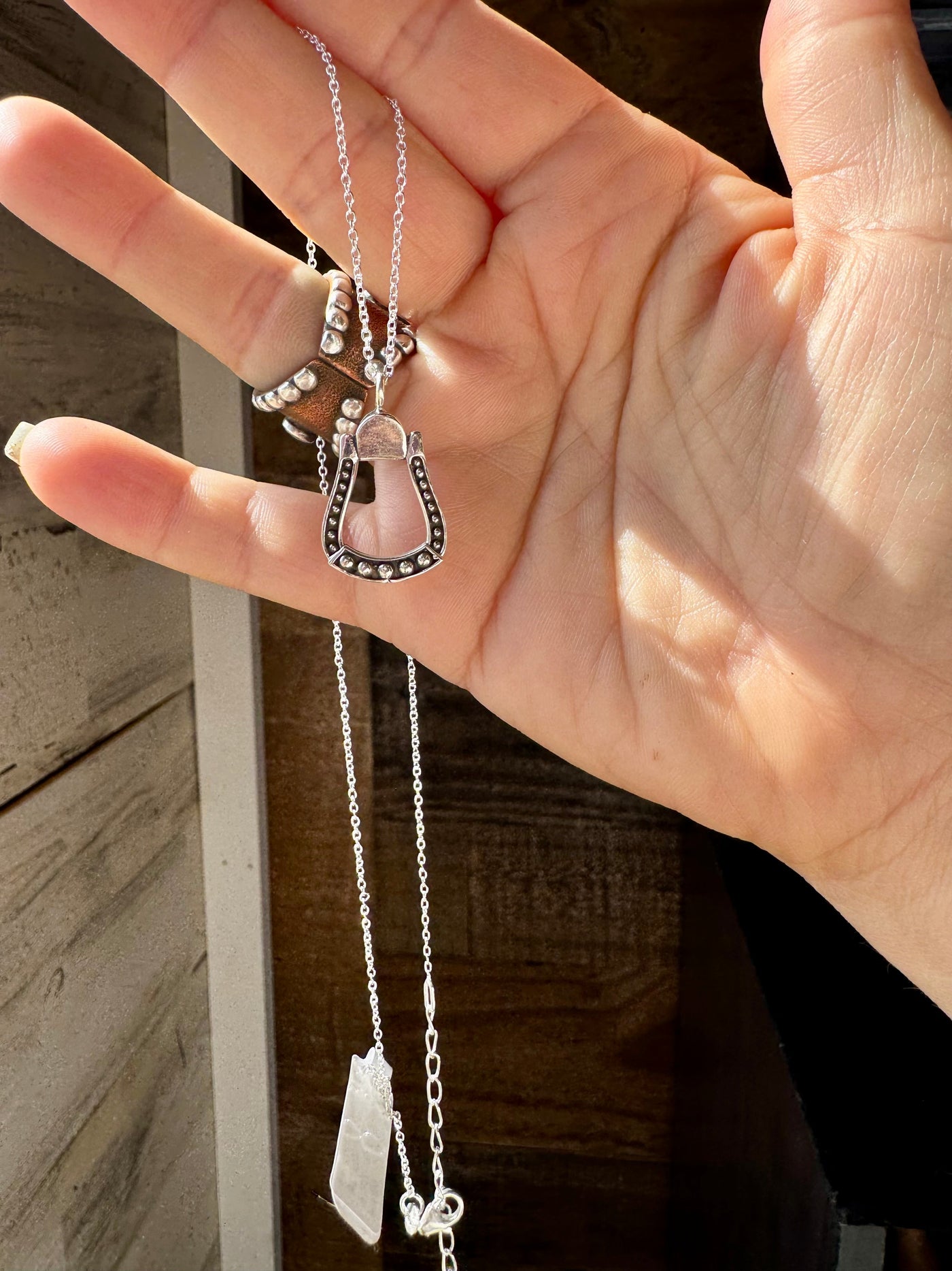 Stirrup Pendant Necklace – Sterling Silver – 18 Inch – Hada Collection
