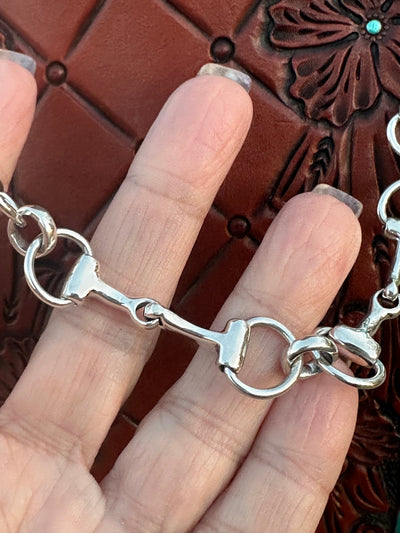 Sterling Silver Snaffle Bit Chain Necklace 20”