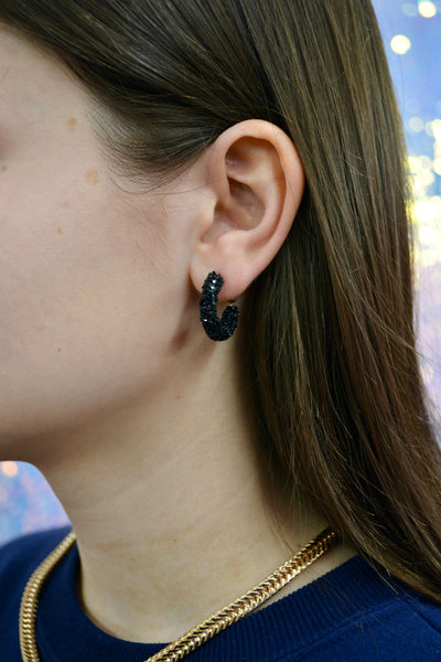 Black Glitter Hoops