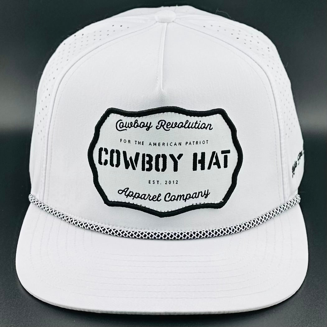 “Cowboy Hat” Performance Patch Rope Hat - White