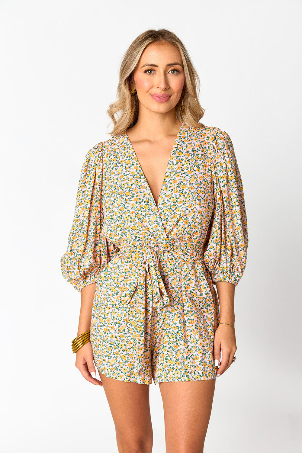 Julia Short Sleeve Romper - Magnolia