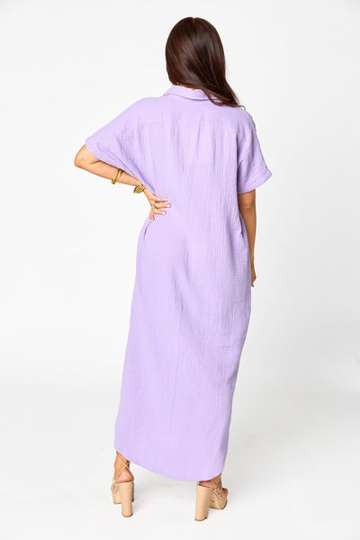 Carmen Cover Up Caftan Maxi Dress - Lavender