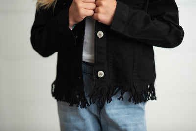 Black Fringe Denim Jacket