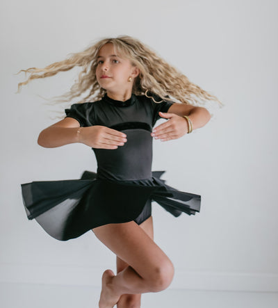 Black Sheer Skirted Leotard