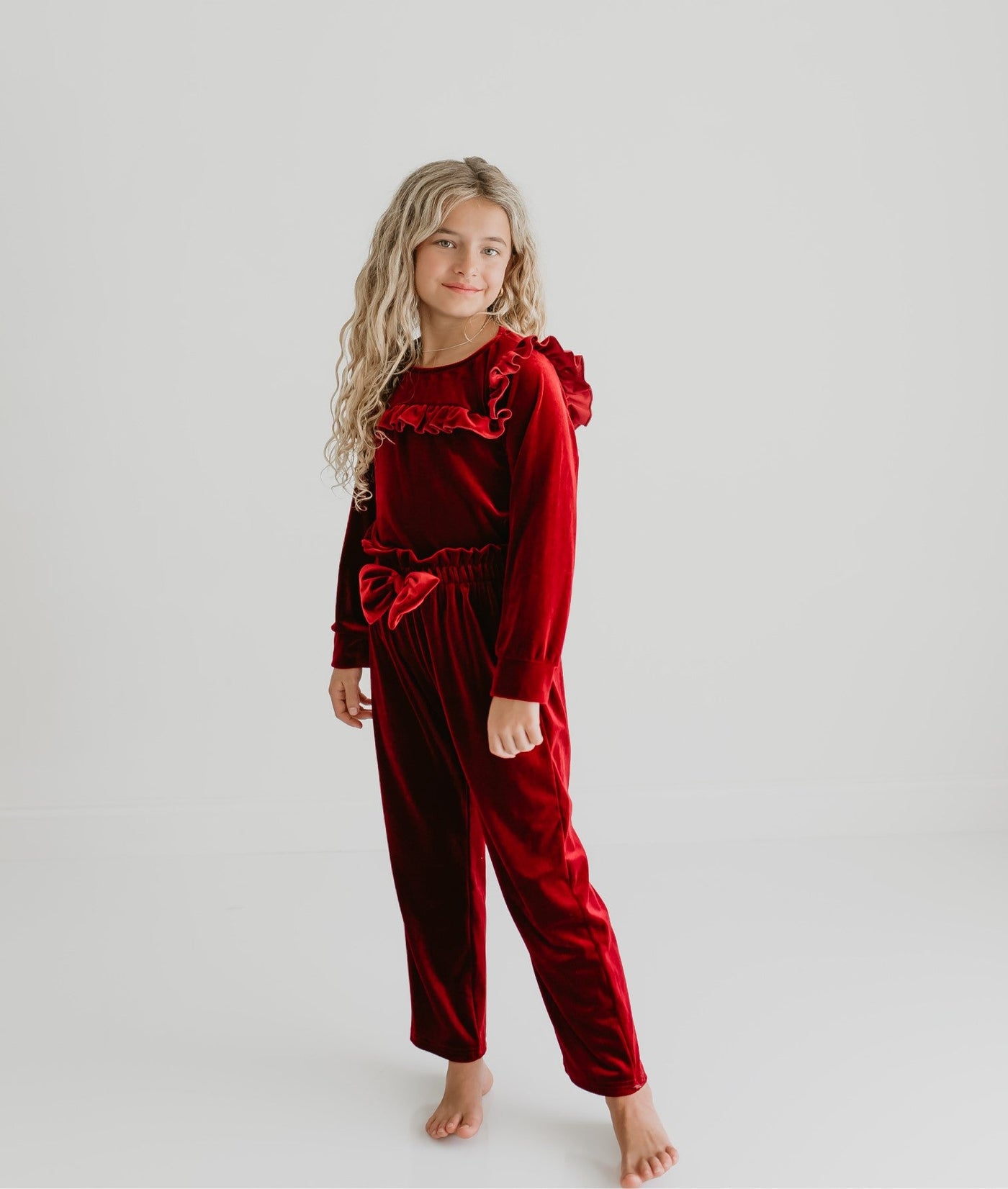 Burgundy Velvet Pant Set