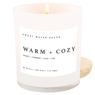Warm and Cozy Soy Candle - White Jar - 11 oz