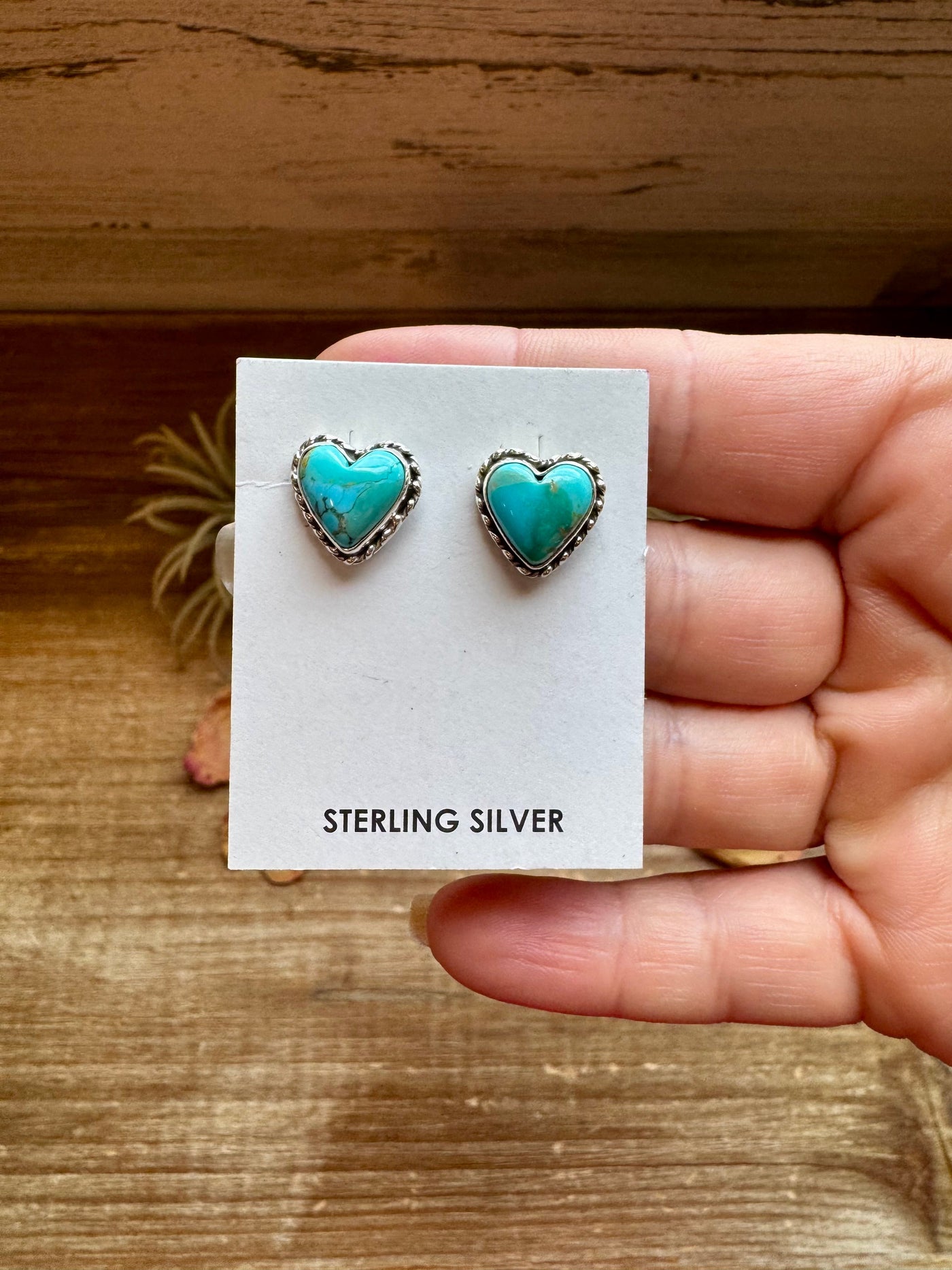 Heart-Shaped Kingman Turquoise Stud Earrings