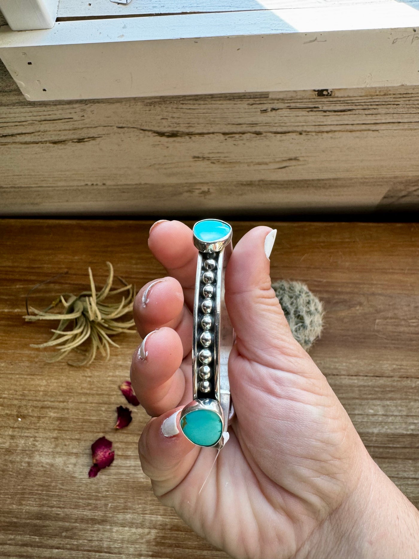 Sterling silver bangle Bracelet with kingman turquoise