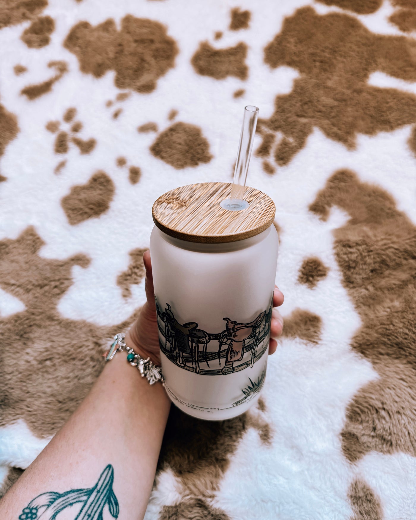 Saddle Up Frosted Glass Beer Can