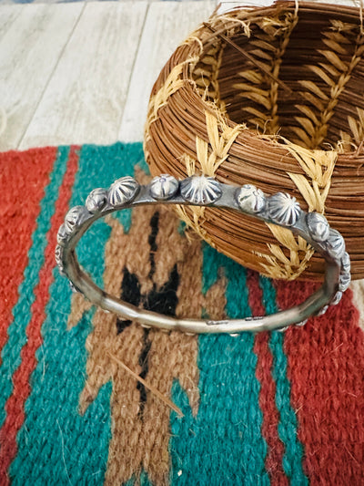 Chimney Butte Navajo Sterling Silver Studded Bangle Bracelet