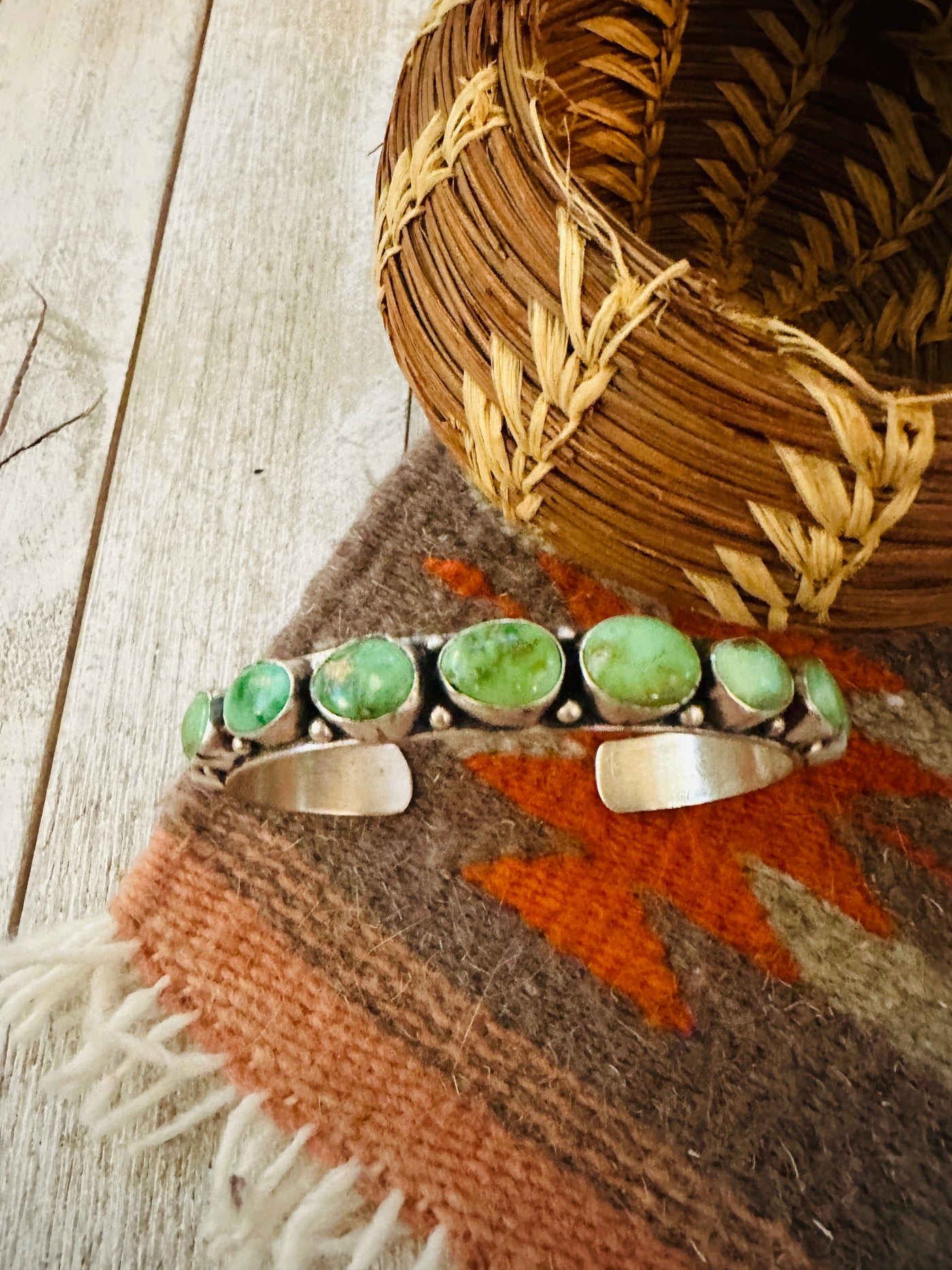 Handcrafted Sonoran Turquoise & Sterling Silver Cuff Bracelet by Bobby Johnson /