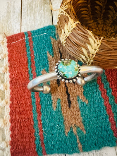 Handcrafted Sonoran Mountain Turquoise & Sterling Silver Cuff Bracelet by Russell Sam