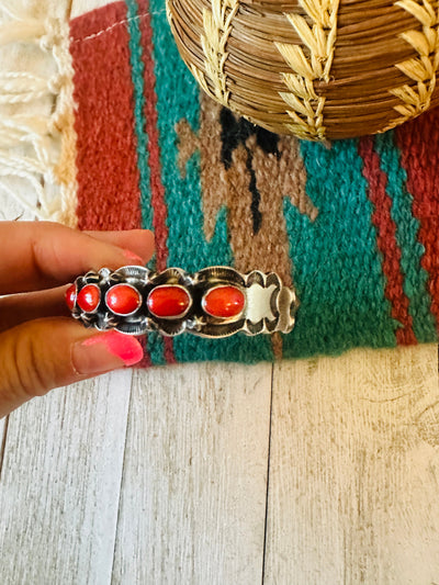 Coral & Sterling Silver Cuff Bracelet by Shawn Cayatineto /