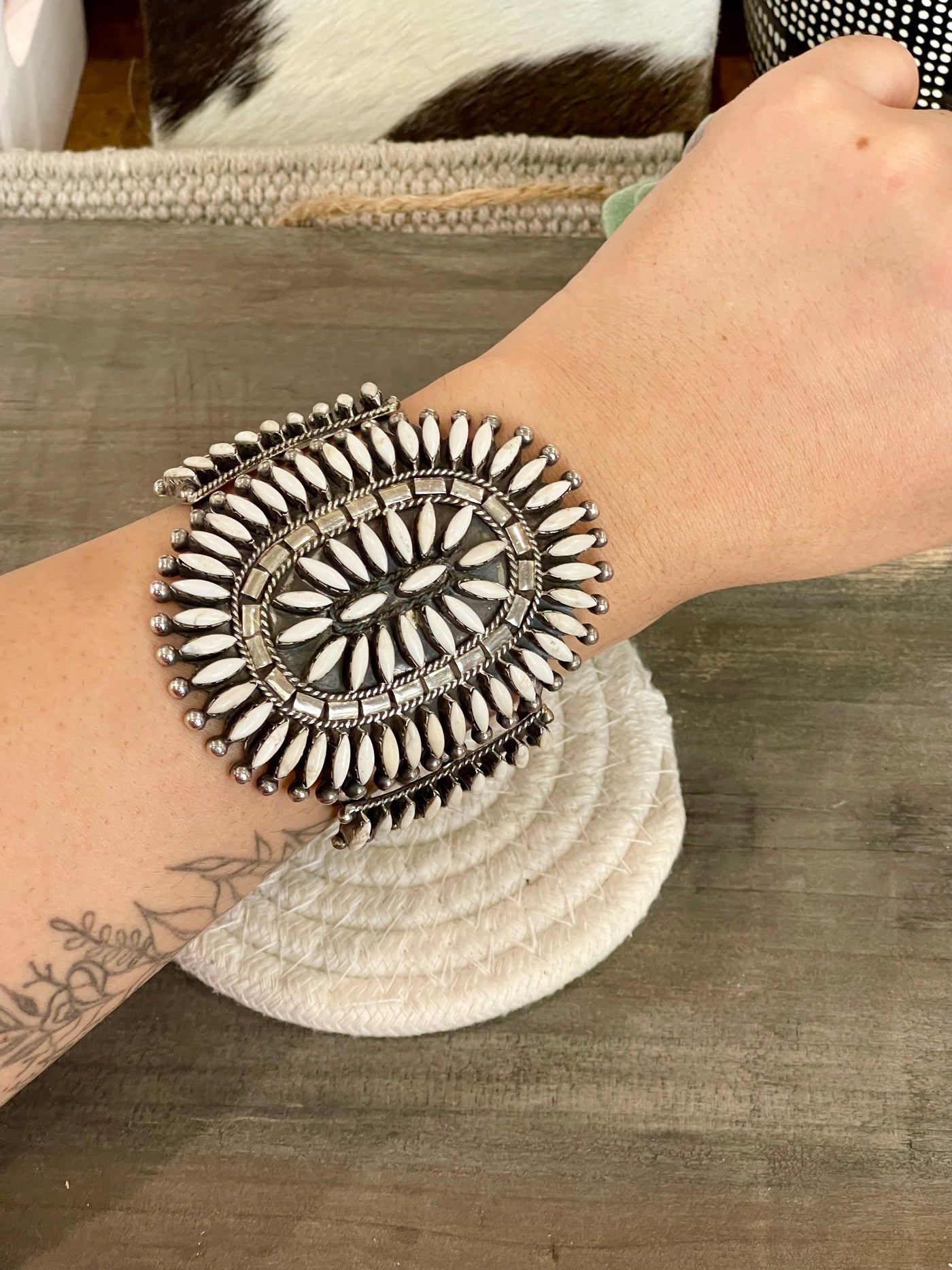 Handmade White Buffalo & Sterling Silver Cuff Bracelet