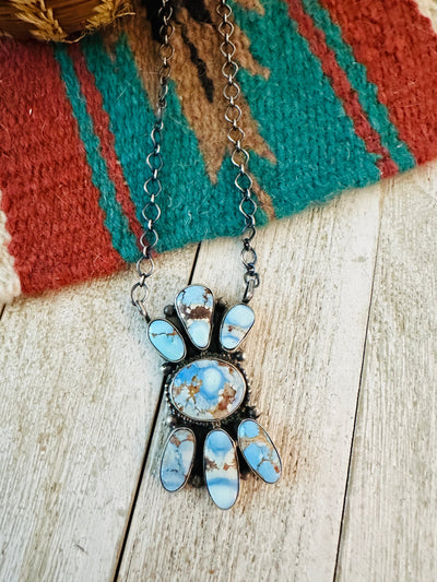 Handcrafted Sterling Silver & Golden Hills Turquoise Cluster Necklace