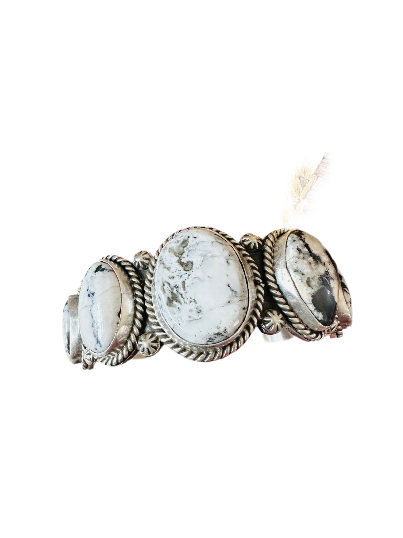 White Buffalo & Sterling Silver Cuff Bracelet /