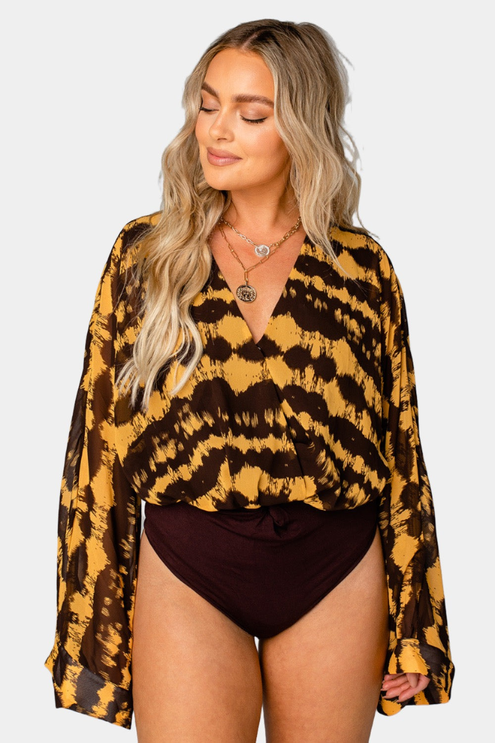 Ariana Kimono Sleeve Bodysuit - Radioactive