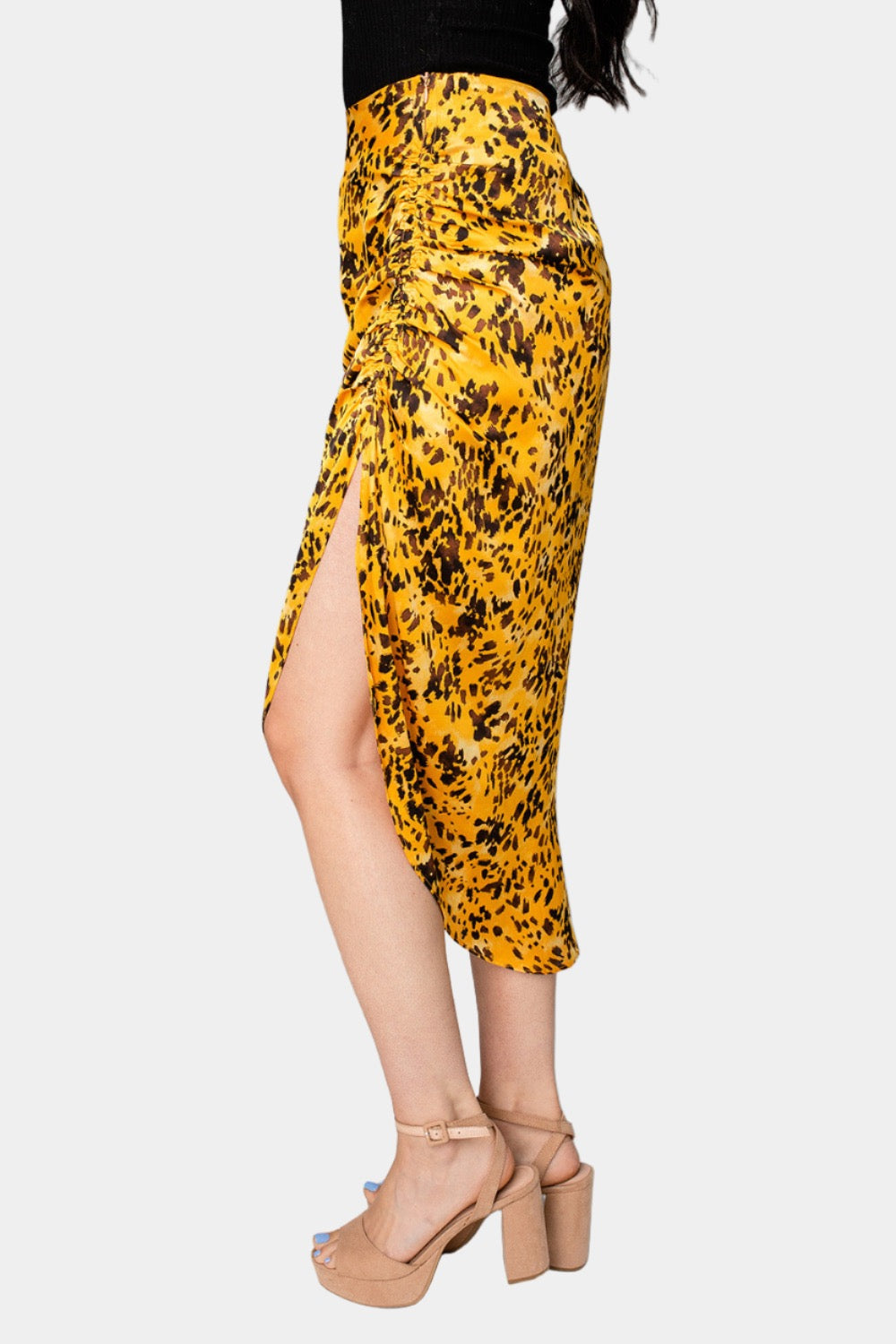 Marie Zip Fron Midi Skirt - Tortoiseshell