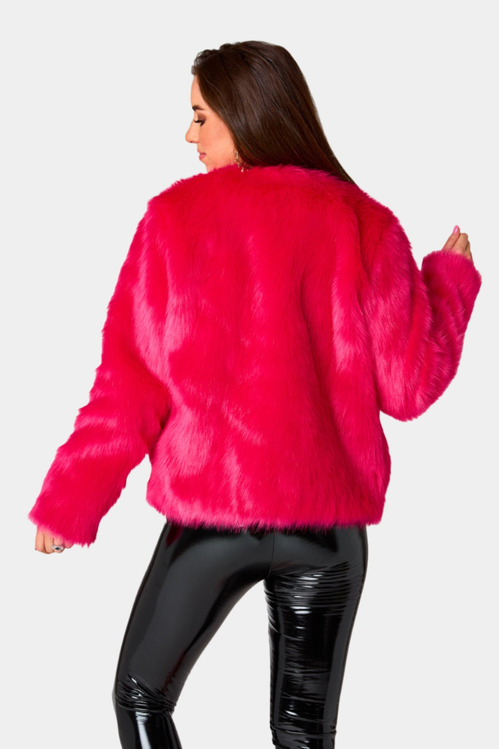 Baddie Faux Fur Jacket - Hot Pink