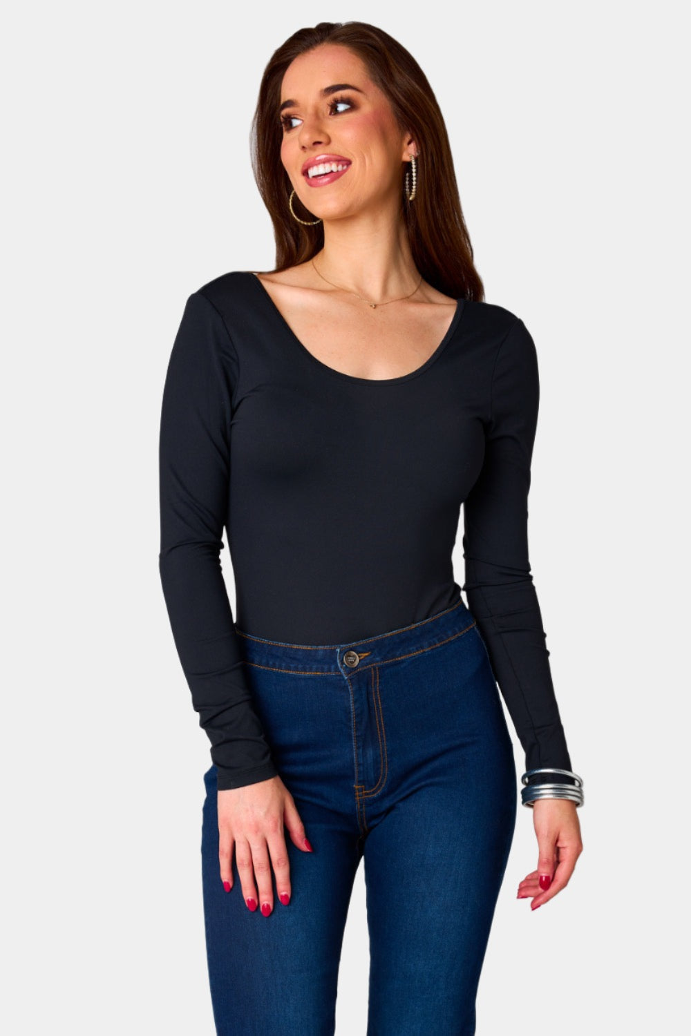 Benny Long Sleeve Scoop Neck Bodysuit - Panther