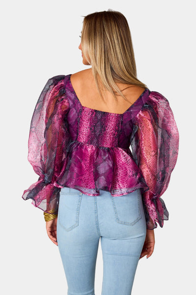 Pammie Puff Sleeve Peplum Top - Jafaar