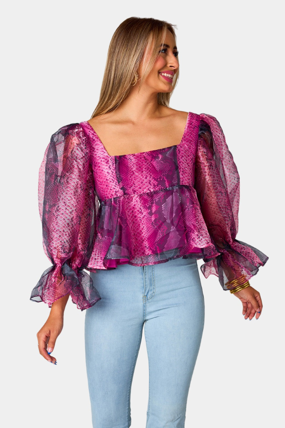 Pammie Puff Sleeve Peplum Top - Jafaar