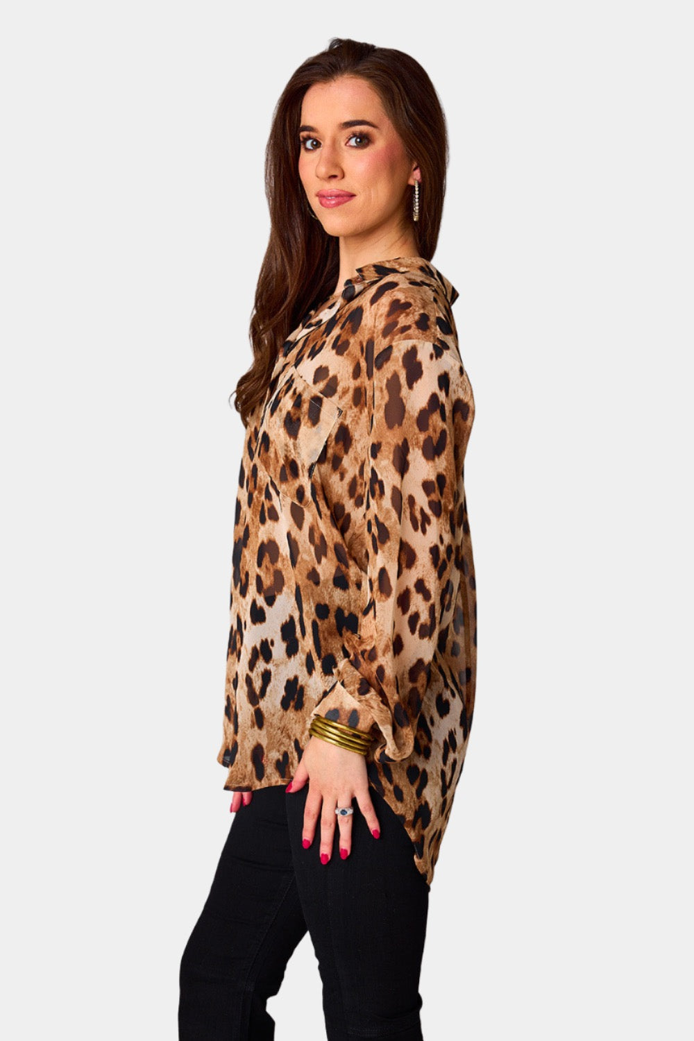 Portia Loose Button Up Top - Prowl