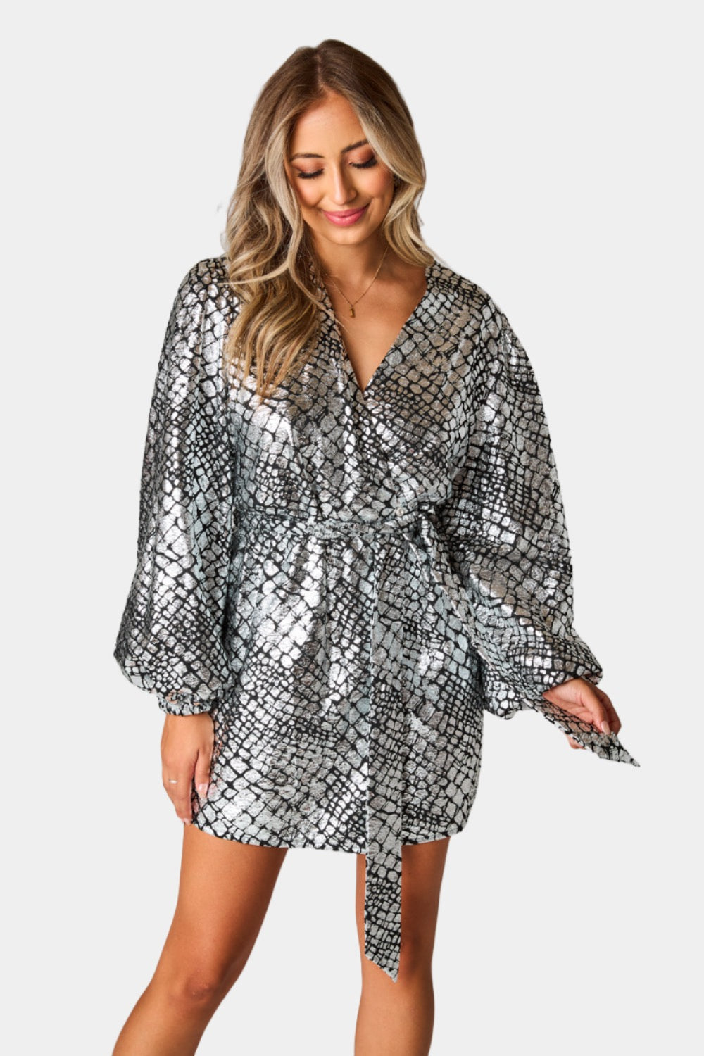 Adeline Short Wrap Dress - Pearl River