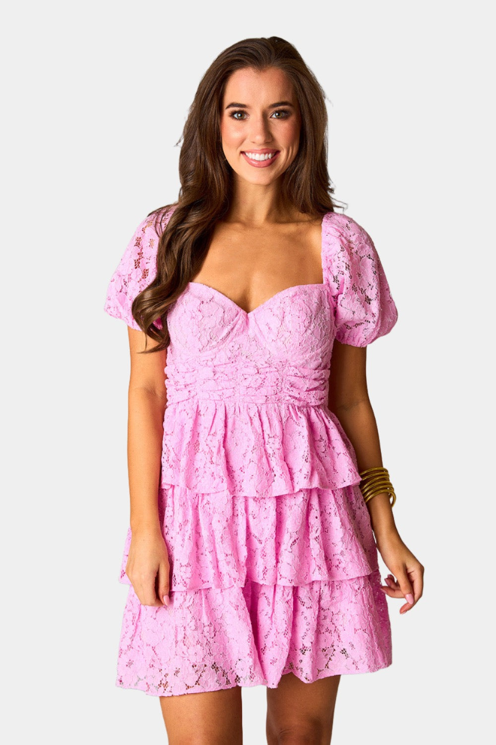 Conner Short Lace Dress - Frosting