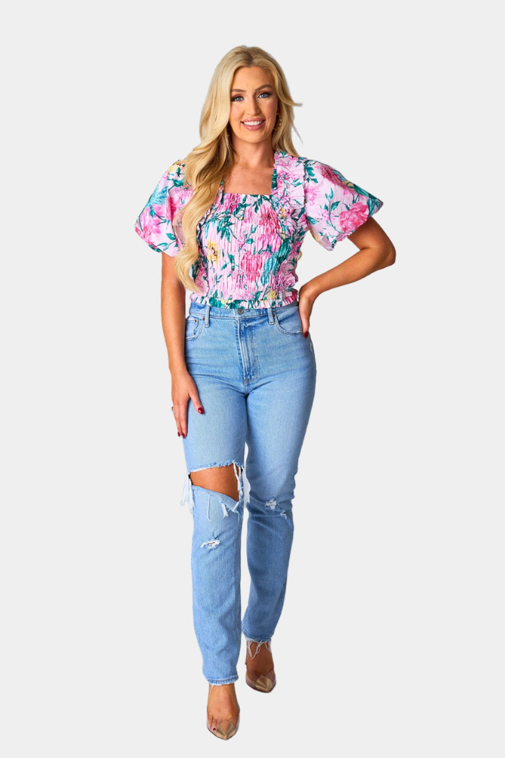 Tandy Puff Sleeve Top - Garden Club