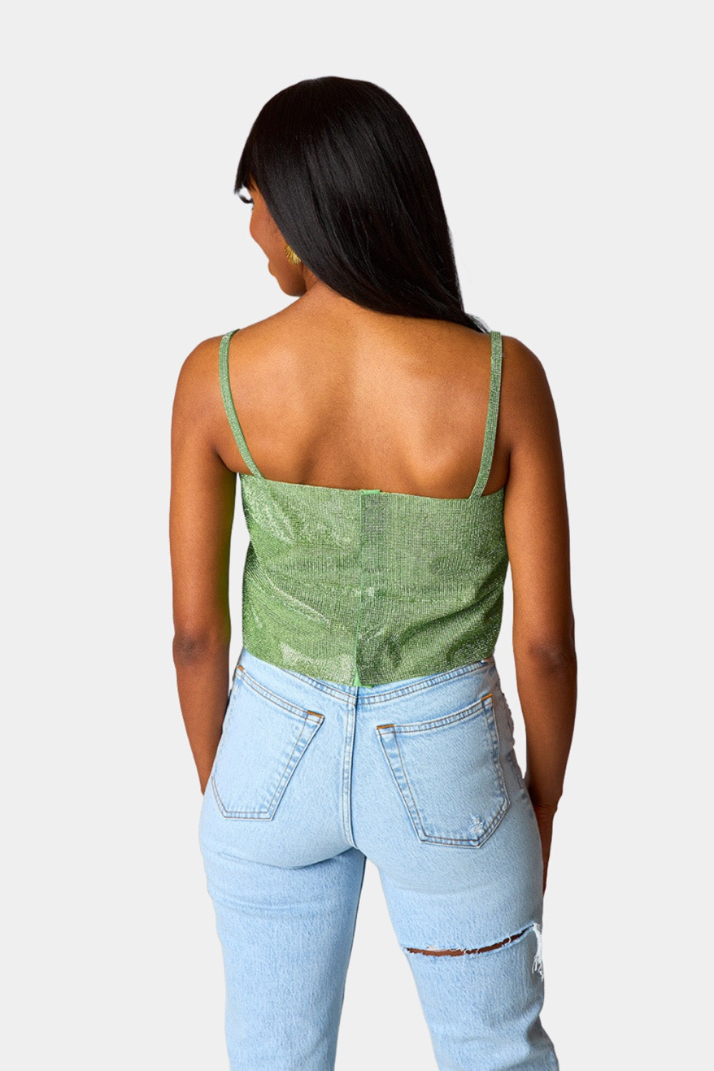 Girly Girl Rhinestone Crop Top - Emerald