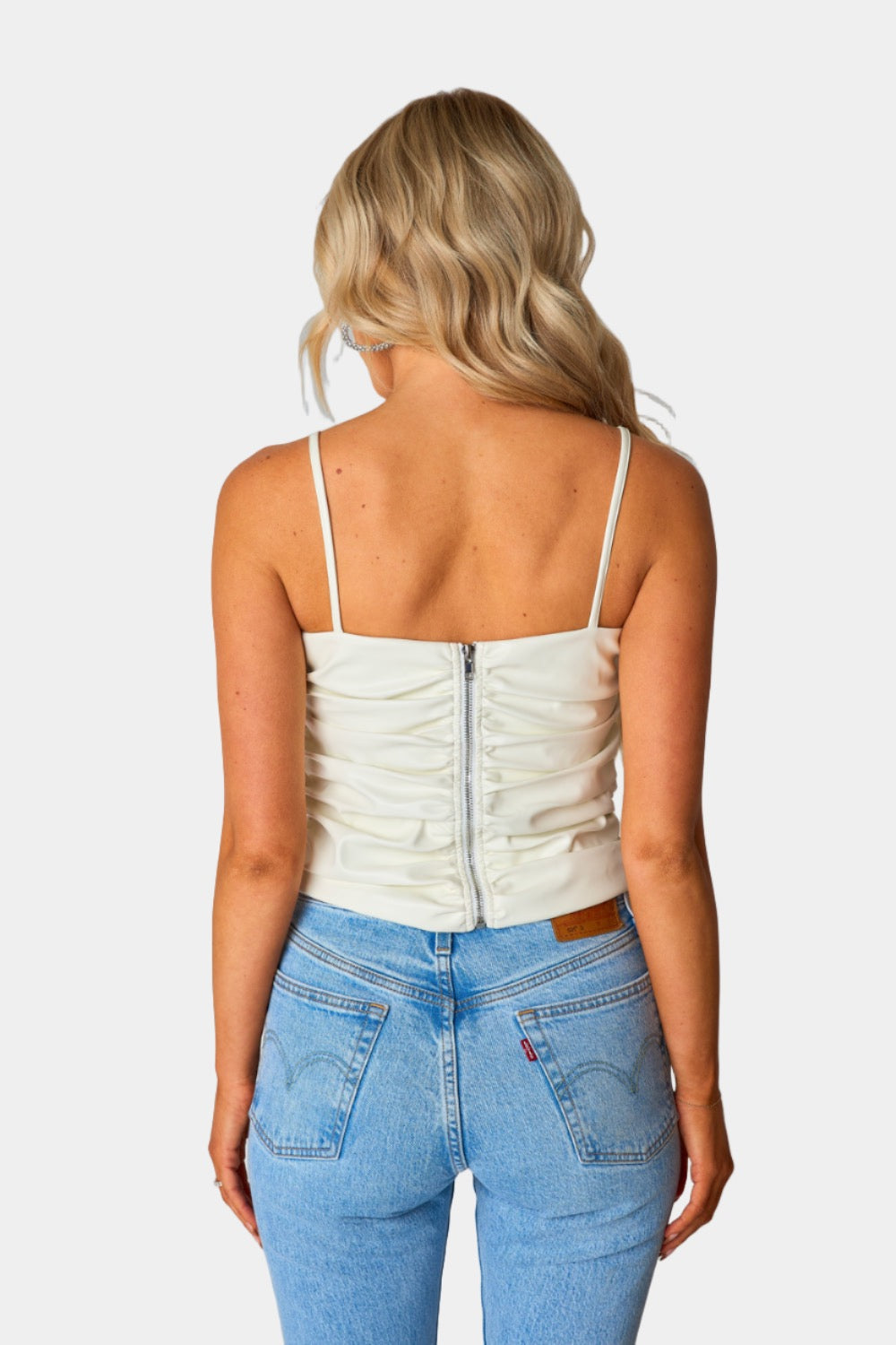 Jolee Vegan Leather Tank Top - Cream