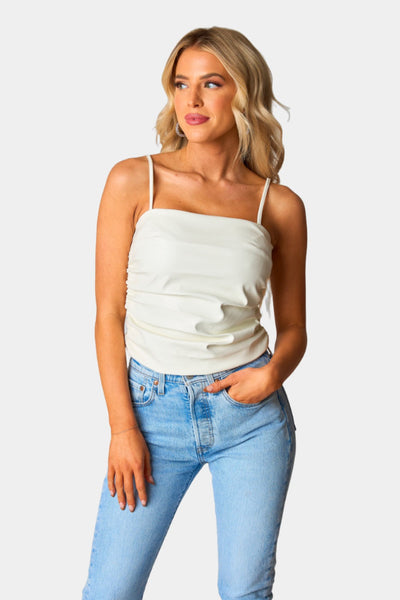 Jolee Vegan Leather Tank Top - Cream