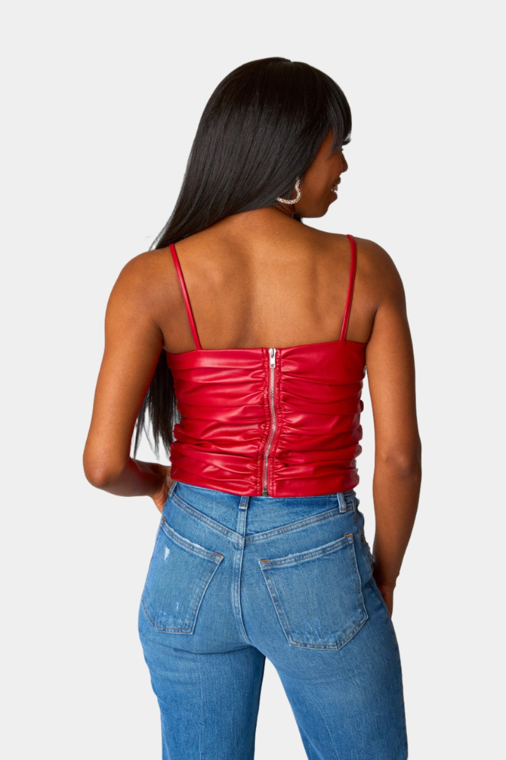 Jolee Vegan Leather Tank Top - Crimson