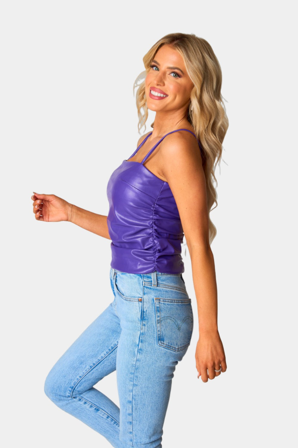 Jolee Vegan Leather Tank Top - Purple