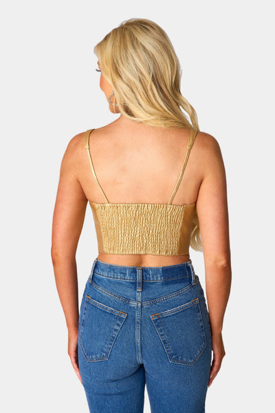 Coco Vegan Leather Corset Top - Gold