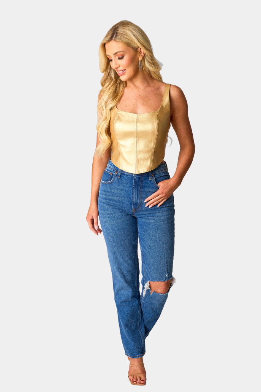 Coco Vegan Leather Corset Top - Gold