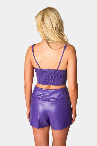 Coco Vegan Leather Corset Top - Purple