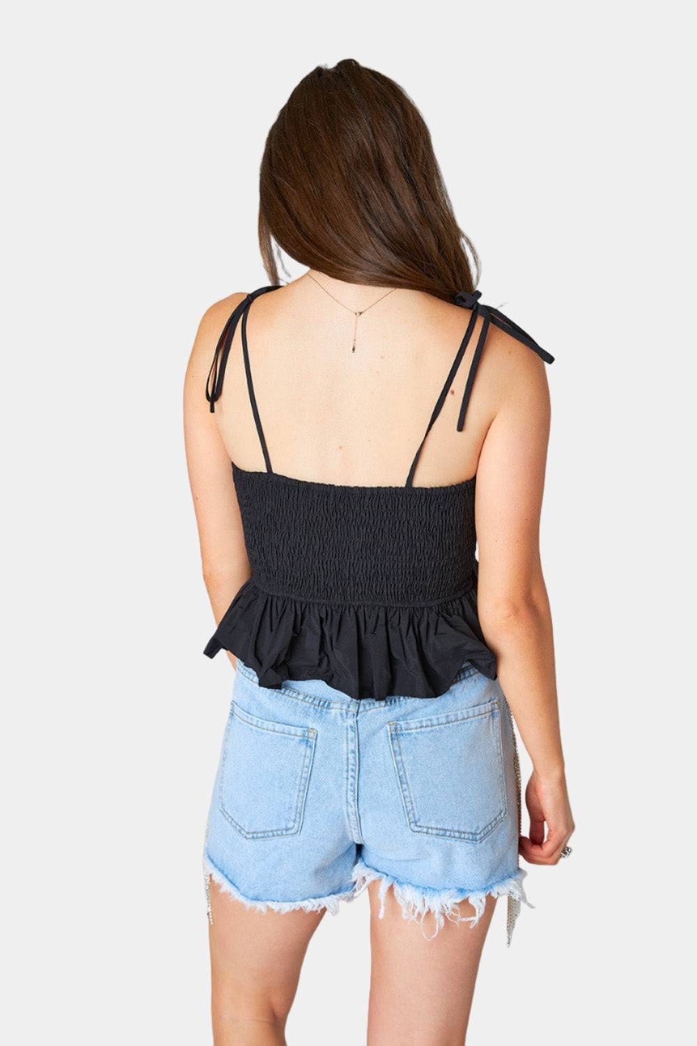 Beck Ruffle Tank Top - Black