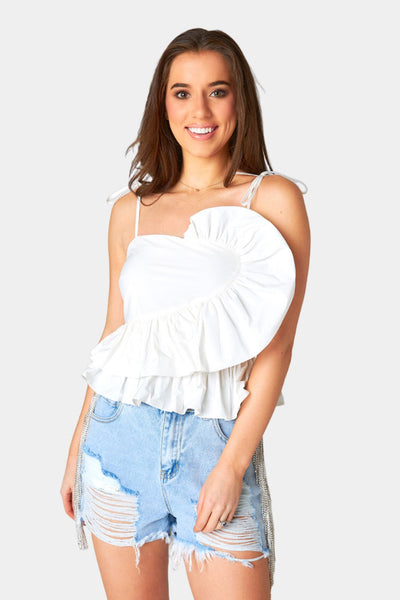 Beck Ruffle Tank Top - White