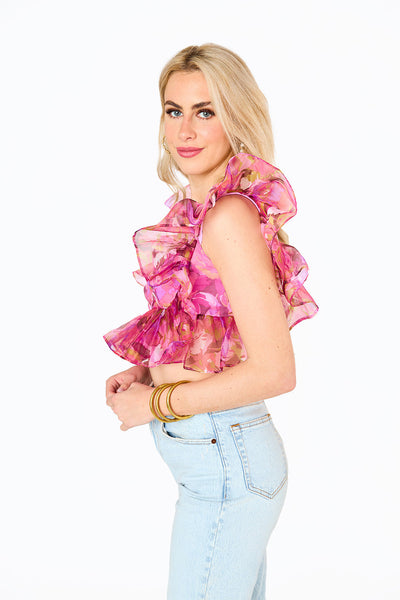 Madeline Ruffle Sleeve Bustier Top - Off To Paradise